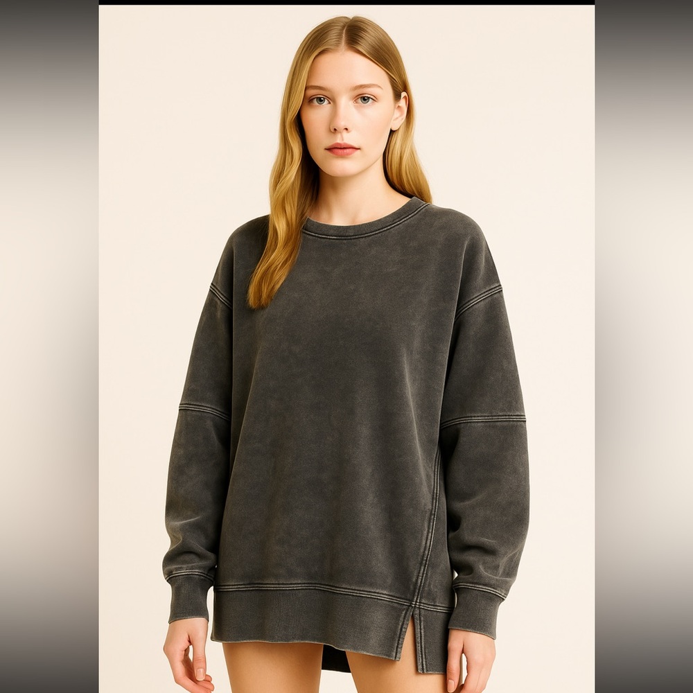 NEW Vintage Washed Black Sweatshirt 1X